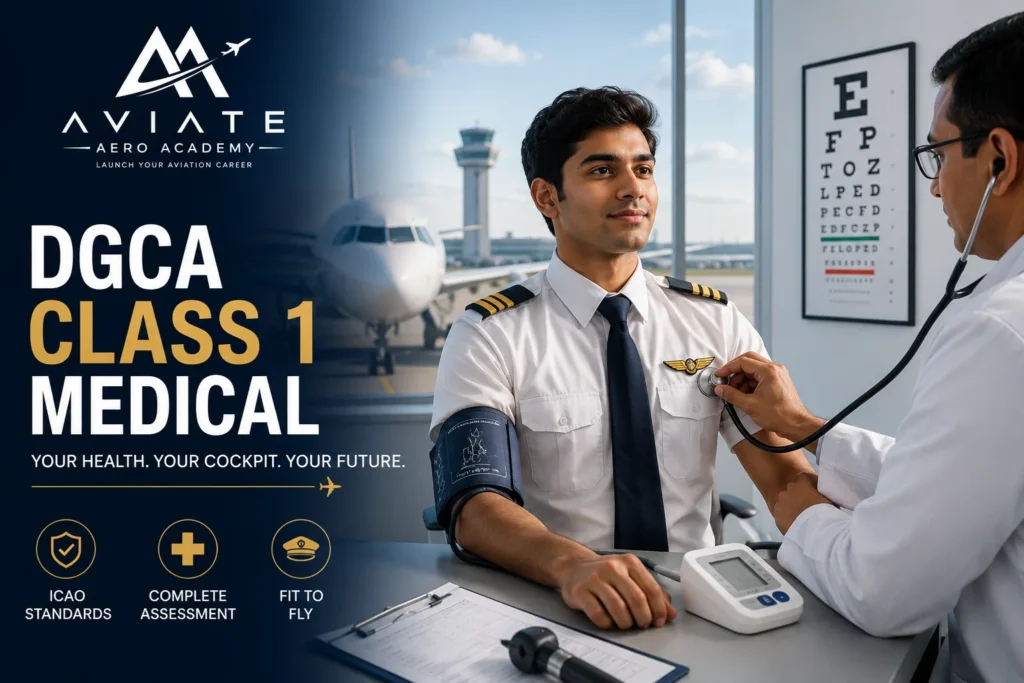 DGCA Class 1 medical examination for commercial pilot license India 2026